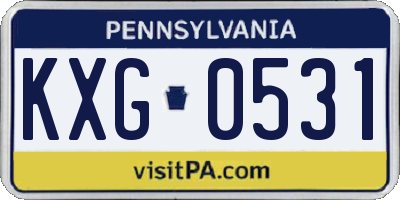 PA license plate KXG0531