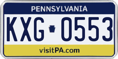 PA license plate KXG0553