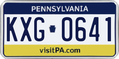 PA license plate KXG0641