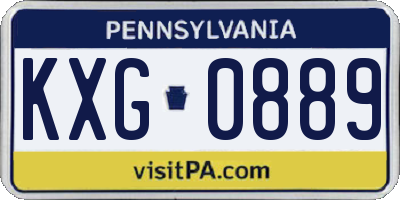 PA license plate KXG0889