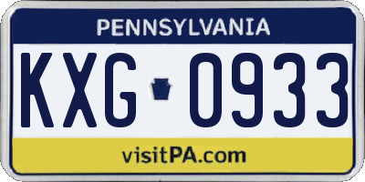 PA license plate KXG0933