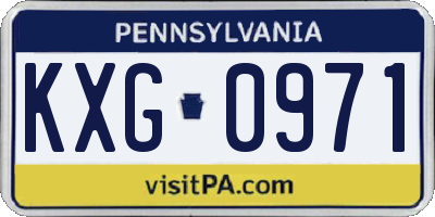 PA license plate KXG0971