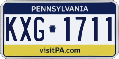 PA license plate KXG1711