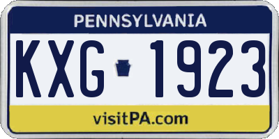 PA license plate KXG1923