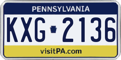 PA license plate KXG2136