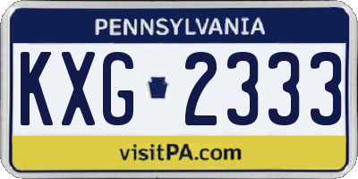 PA license plate KXG2333