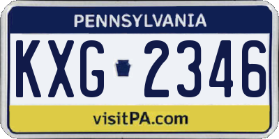 PA license plate KXG2346