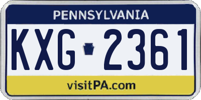 PA license plate KXG2361