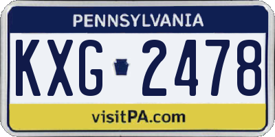 PA license plate KXG2478