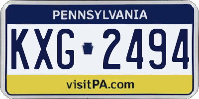 PA license plate KXG2494