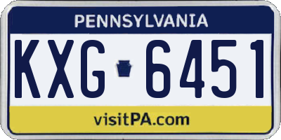 PA license plate KXG6451