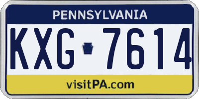 PA license plate KXG7614