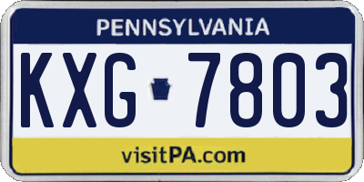 PA license plate KXG7803