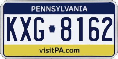 PA license plate KXG8162