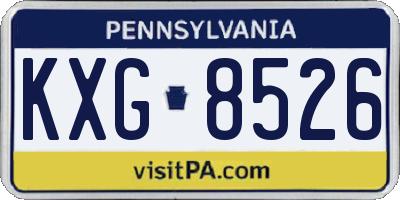 PA license plate KXG8526