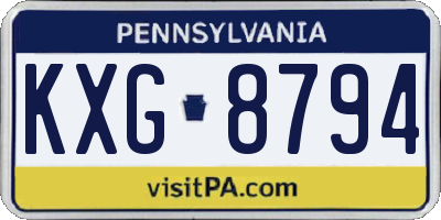 PA license plate KXG8794