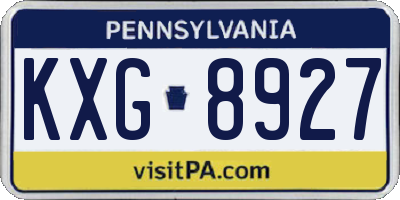 PA license plate KXG8927