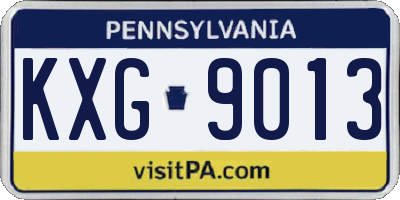 PA license plate KXG9013