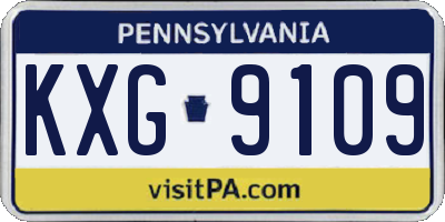 PA license plate KXG9109