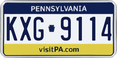PA license plate KXG9114