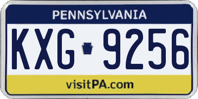 PA license plate KXG9256