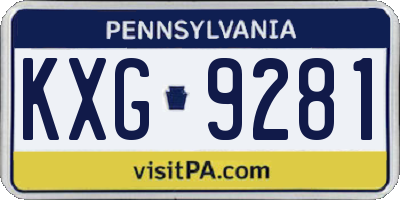 PA license plate KXG9281