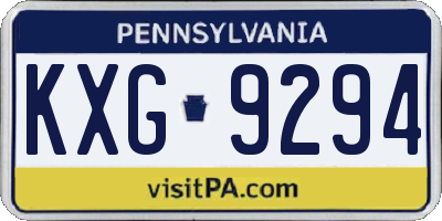 PA license plate KXG9294