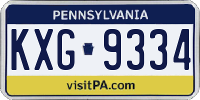 PA license plate KXG9334