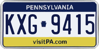 PA license plate KXG9415