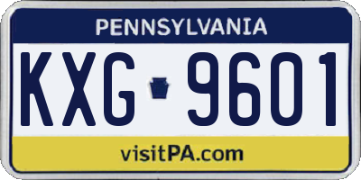 PA license plate KXG9601