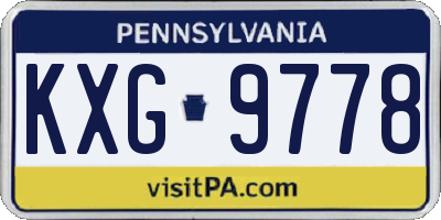 PA license plate KXG9778