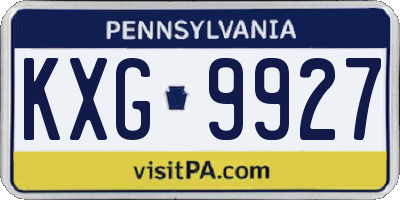 PA license plate KXG9927