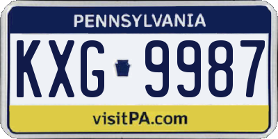 PA license plate KXG9987