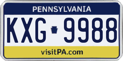 PA license plate KXG9988