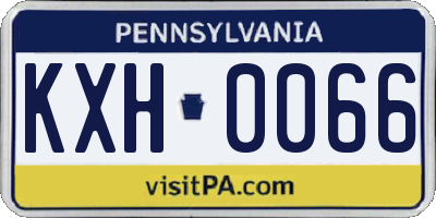 PA license plate KXH0066