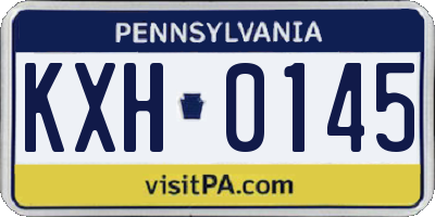 PA license plate KXH0145
