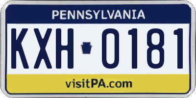 PA license plate KXH0181