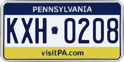 PA license plate KXH0208