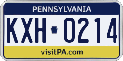 PA license plate KXH0214