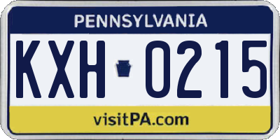 PA license plate KXH0215