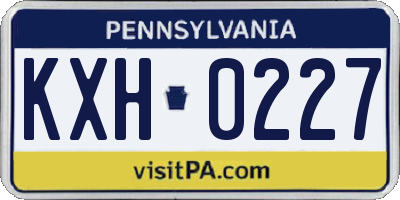 PA license plate KXH0227