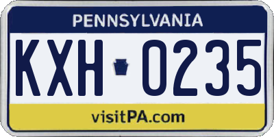 PA license plate KXH0235
