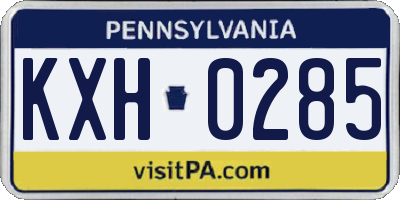PA license plate KXH0285