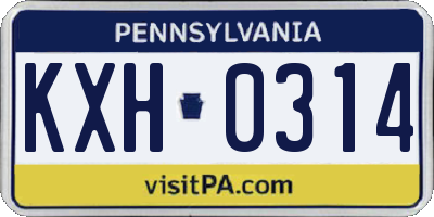 PA license plate KXH0314