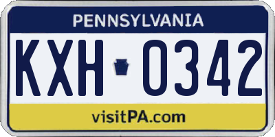 PA license plate KXH0342