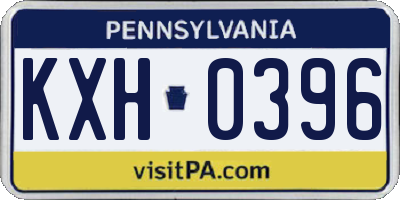 PA license plate KXH0396