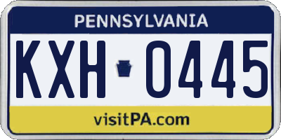 PA license plate KXH0445