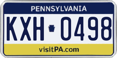 PA license plate KXH0498