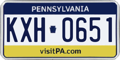 PA license plate KXH0651