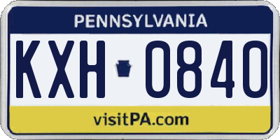 PA license plate KXH0840